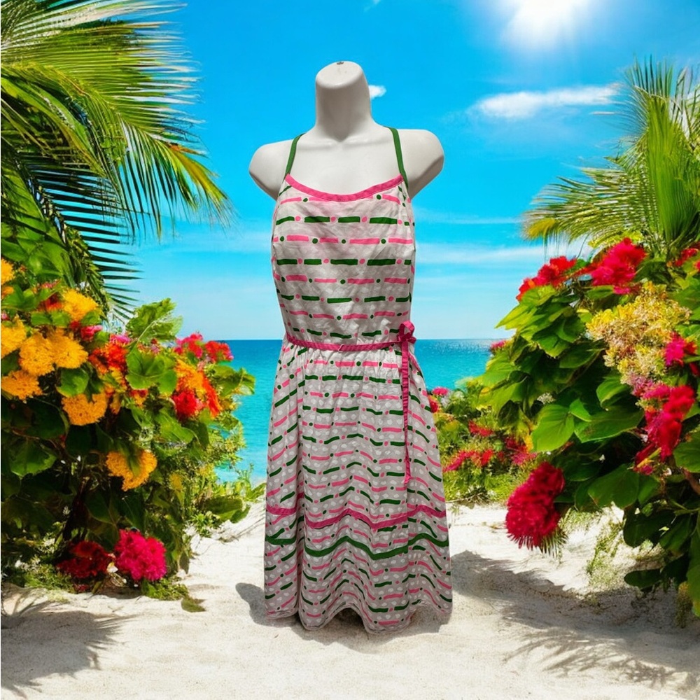 Jenni vintage Pink and Green midi Dress size 15/16